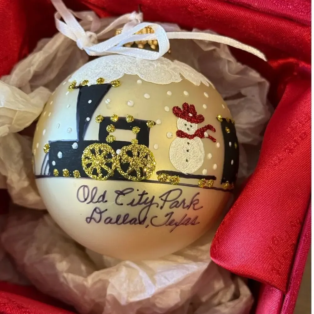 Old City Park Dallas, Texas Hand Painted Christmas Ornament Ball 2000